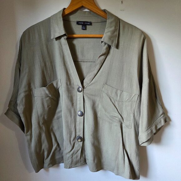 EUC LIKE NEW MOA MOA V NECK LOOSE FITTING SHIRT TOP SIZE LARGE - Picture 1 of 15